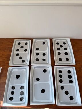 Crate & Barrel Domino Ceramic Appetizer Plates Designed by Jane Dixon: Set of 6